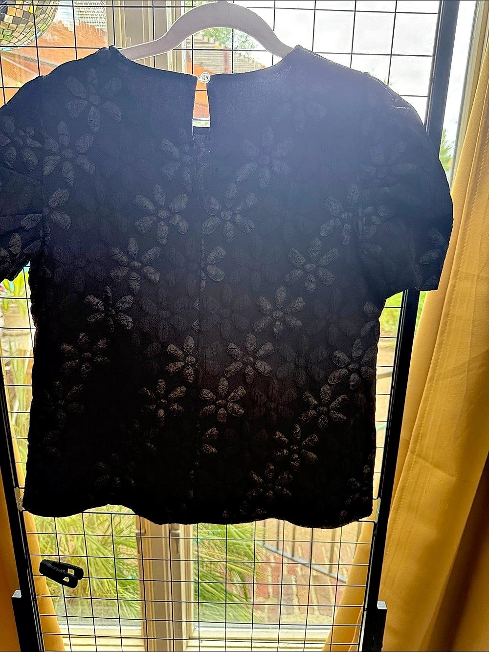 Black Floral Short Sleeve Top